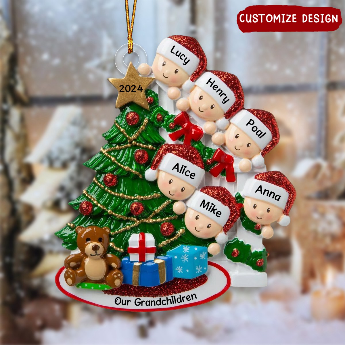 2025 New Release - Peeking Family Personalized Flat Acrylic Christmas Tree Ornaments