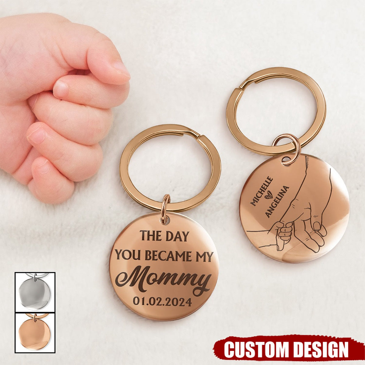 The Day You Became My Mummy/Daddy - Gift For Mom/Dad - Personalized Stainless Steel Keychain