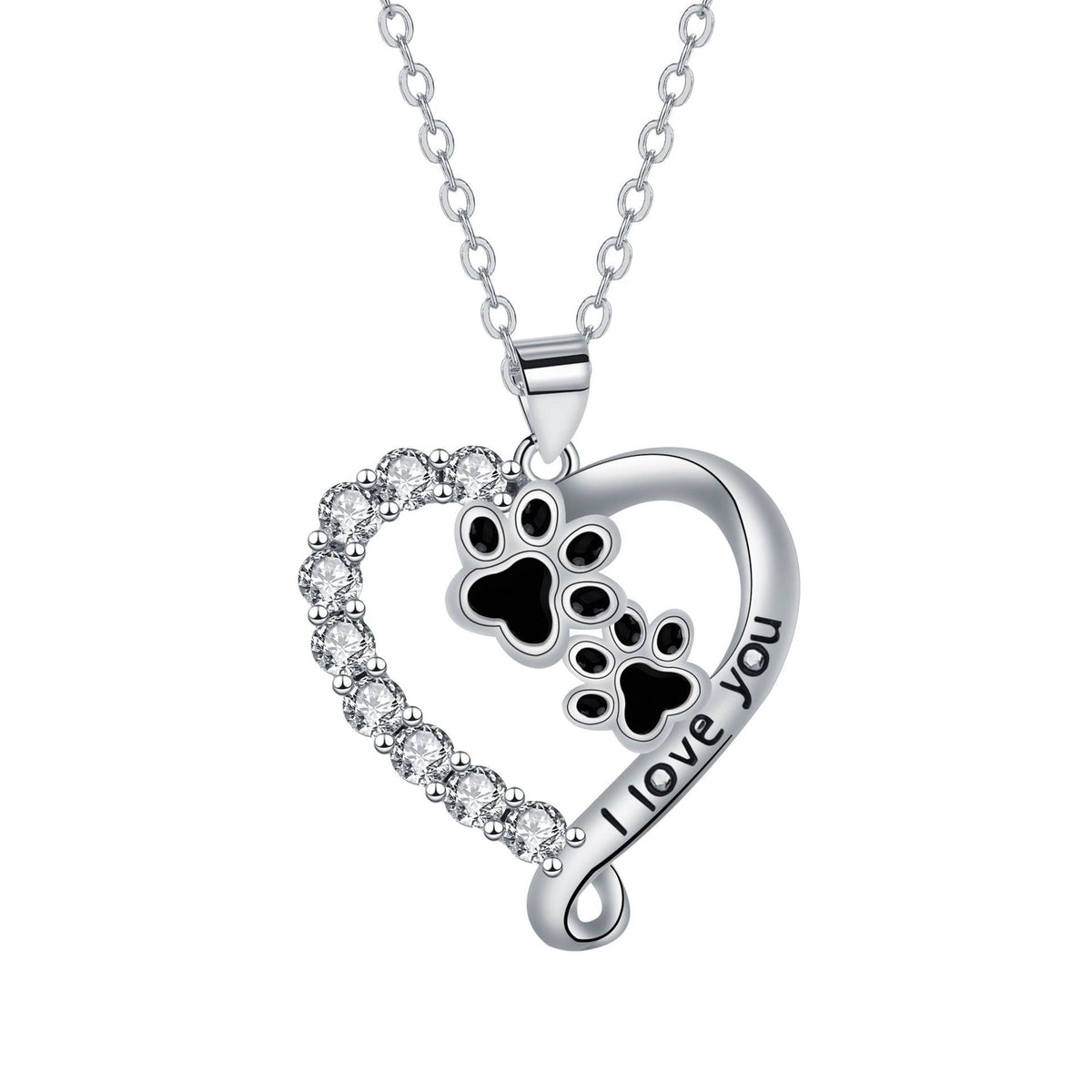 Heart-shaped Pendant Paw Necklace