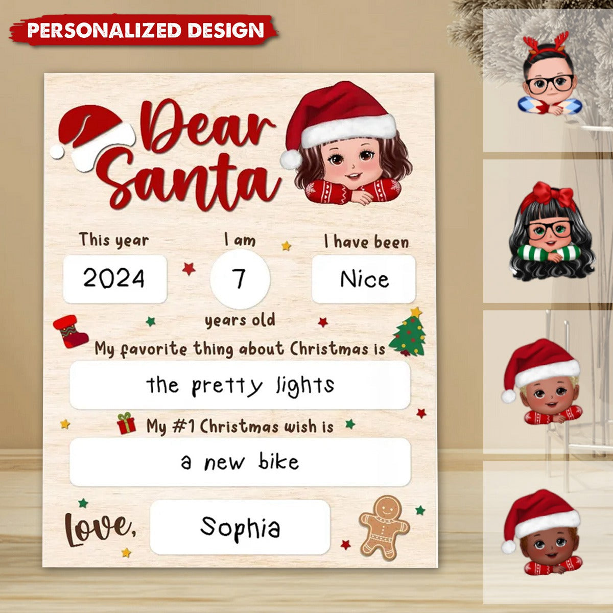 New Release Dear Santa Wishlist From Kid Christmas-Personalized Board Sign-Christmas Gift For Son, Daughter