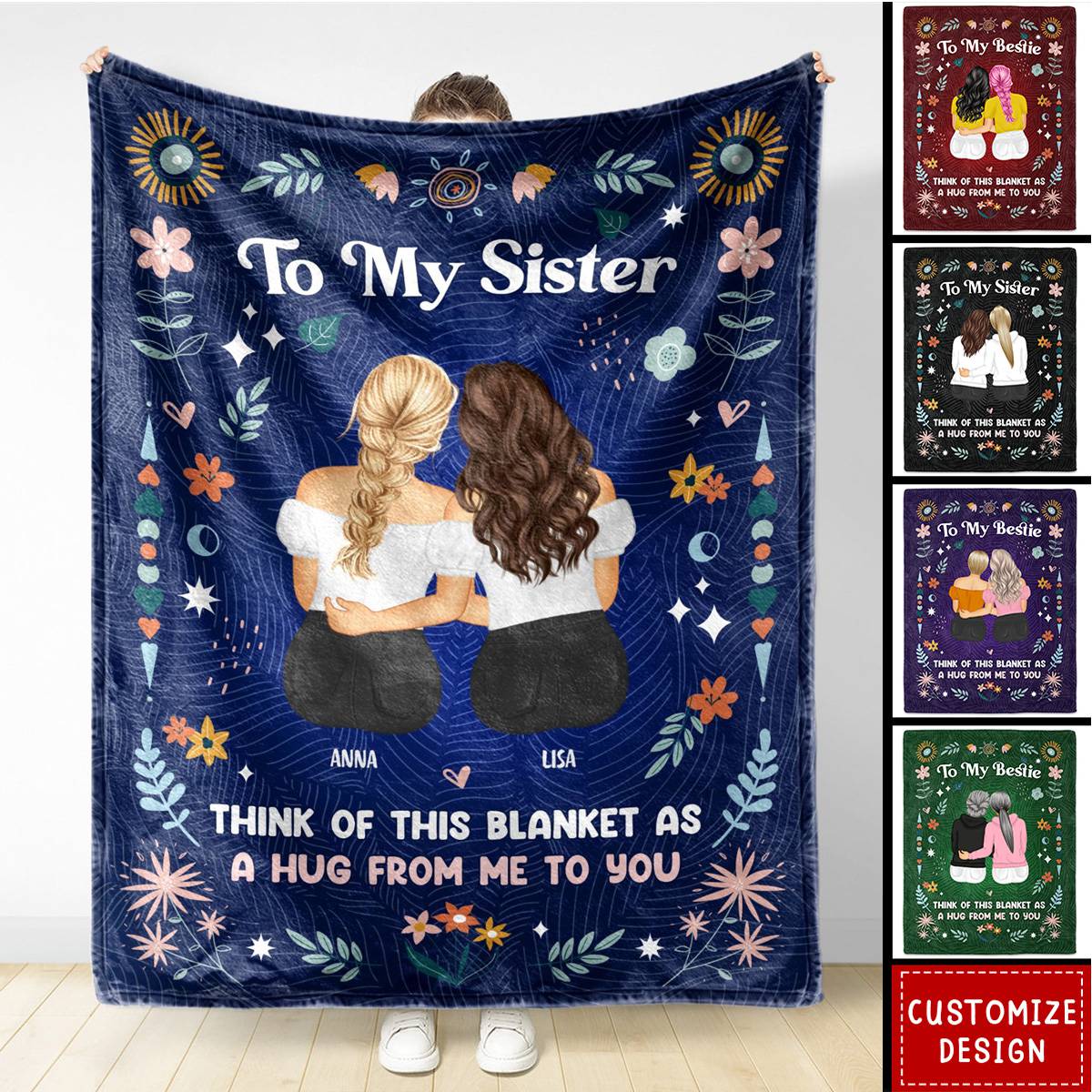 Think Of This Blanket - Personalized Fleece Blanket - Gift For Sisters,Friend,Daughter