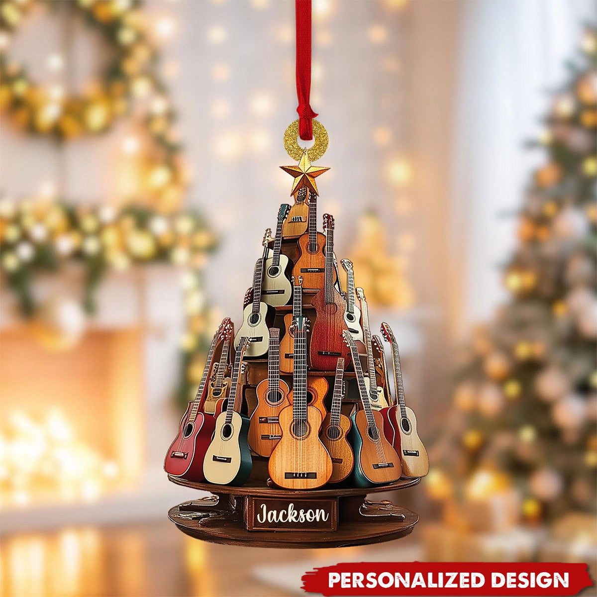 Personalized Classic Guitar Ornament-Gift for Music Lovers, Guitar Players- New Release