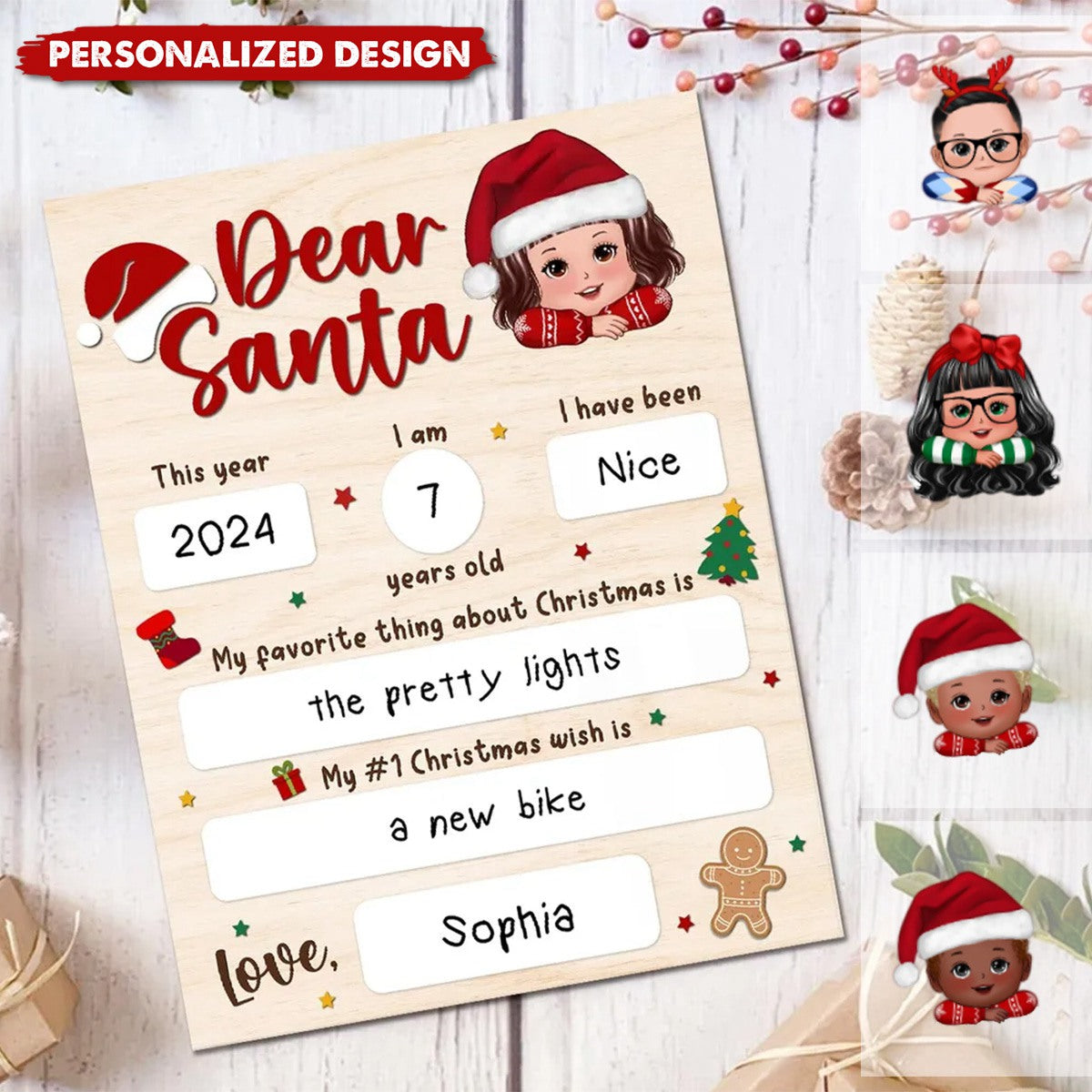 New Release Dear Santa Wishlist From Kid Christmas-Personalized Board Sign-Christmas Gift For Son, Daughter