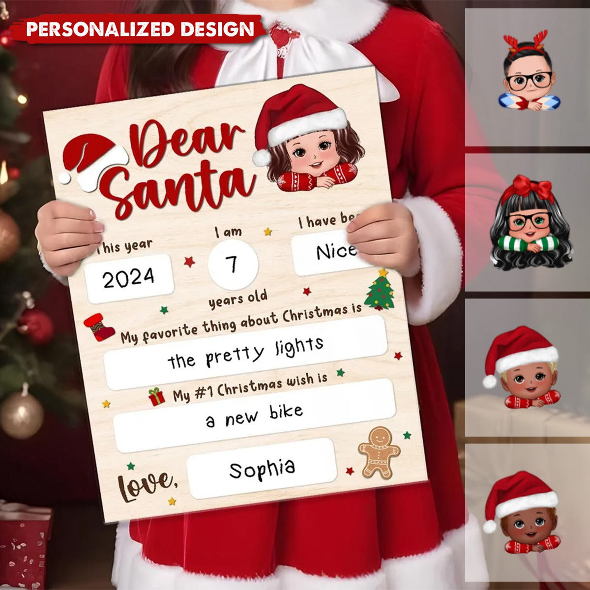 New Release Dear Santa Wishlist From Kid Christmas-Personalized Board Sign-Christmas Gift For Son, Daughter
