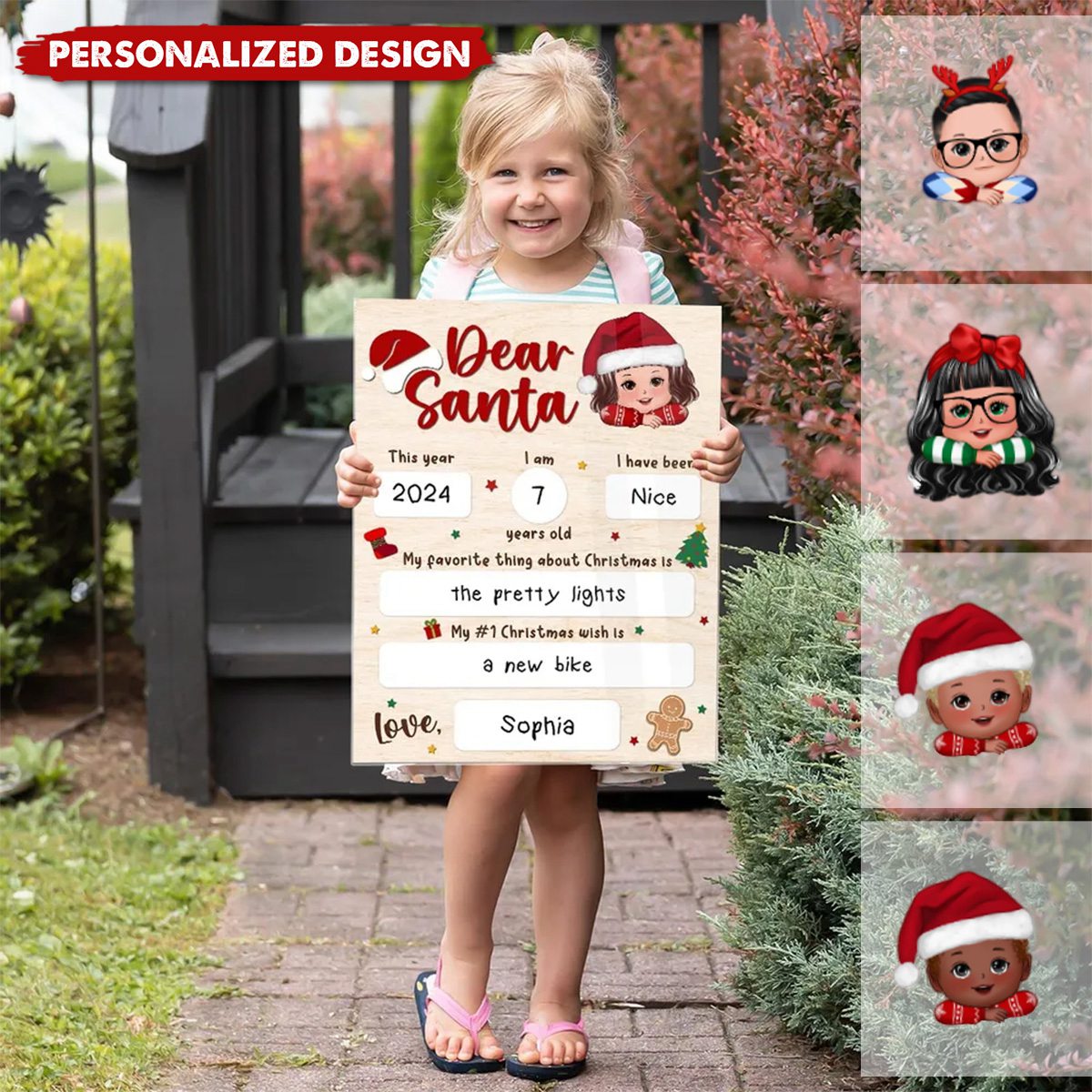 New Release Dear Santa Wishlist From Kid Christmas-Personalized Board Sign-Christmas Gift For Son, Daughter