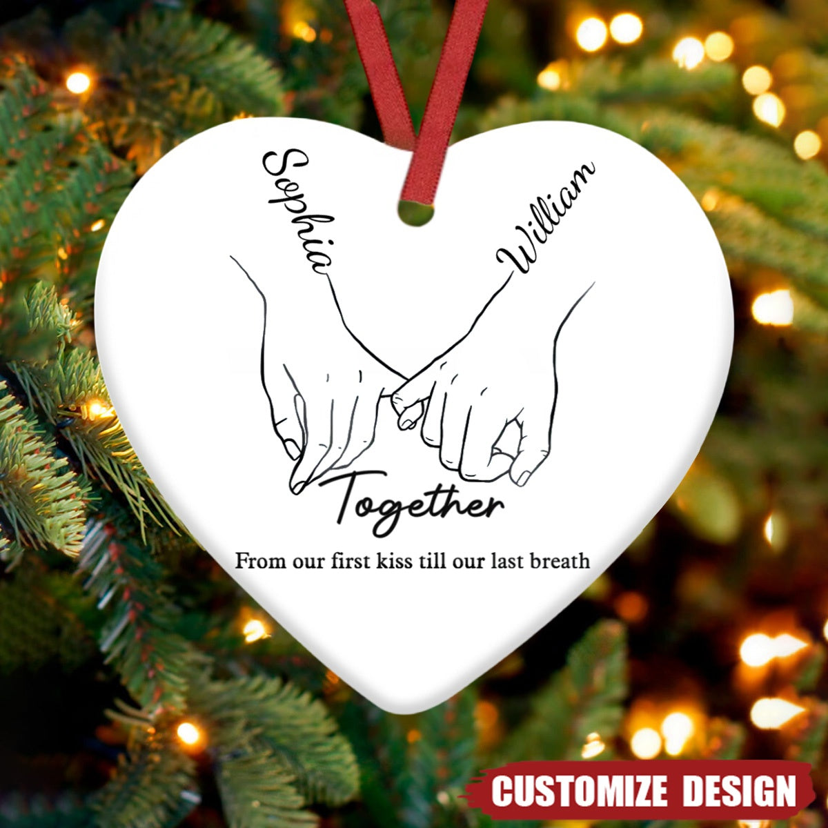 From our first kiss till our last breath -  Personalized Ceramic Ornament - New Release
