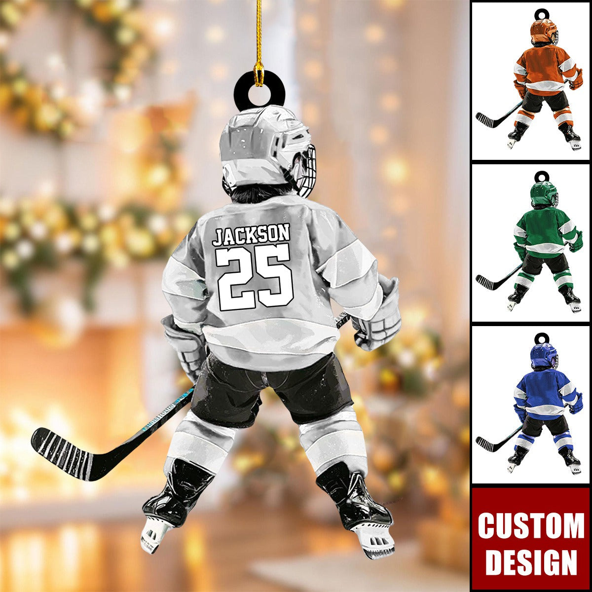 Personalized Kid Hockey Player Christmas Ornament Gift For Hockey Lover- New Release