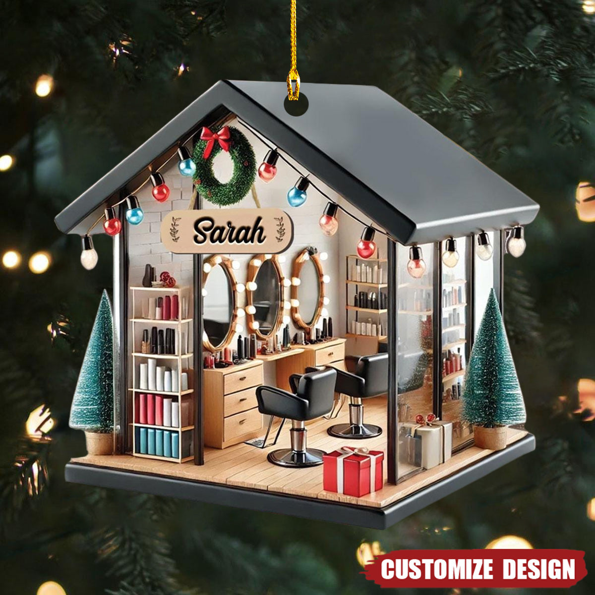 New Release Personalized Hair Salon Acrylic Ornament Gift For Hairdresser