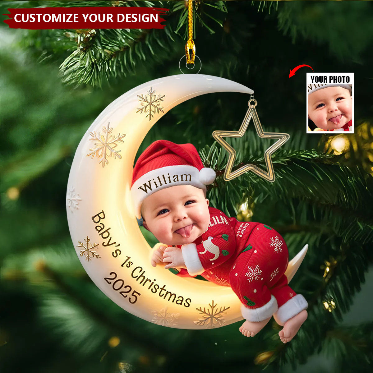 Baby's First Christmas Personalized Acrylic Photo Ornament