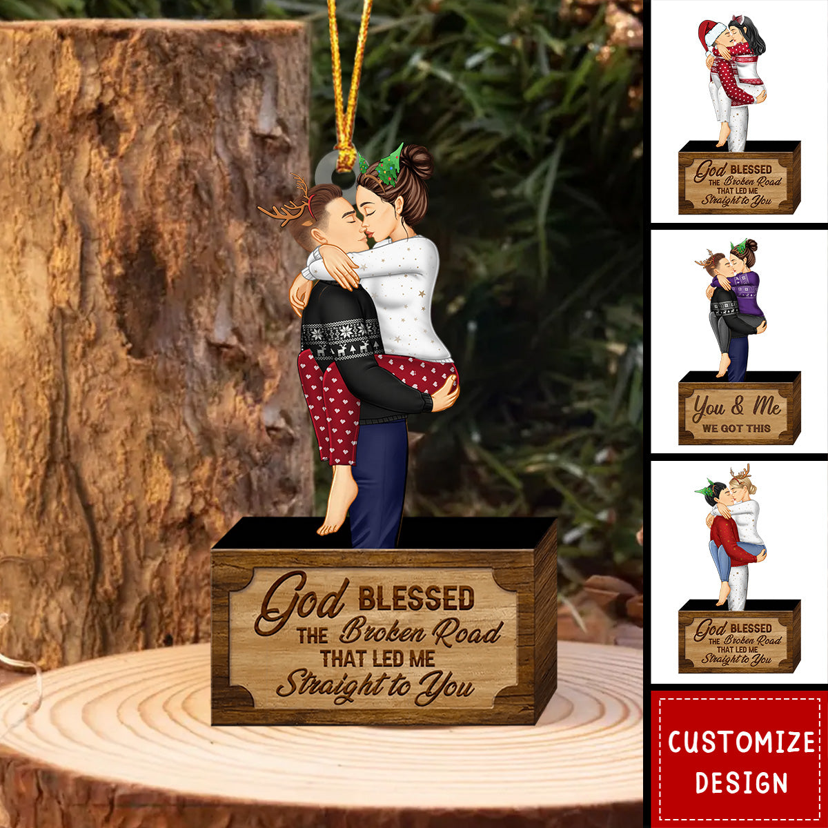 Hugging Couple Personalized Acrylic Ornament - New Release