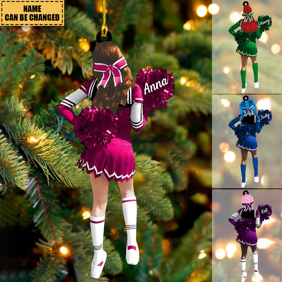 Personalized Cheerleading Pom pom Girl Christmas Ornaments - New Release