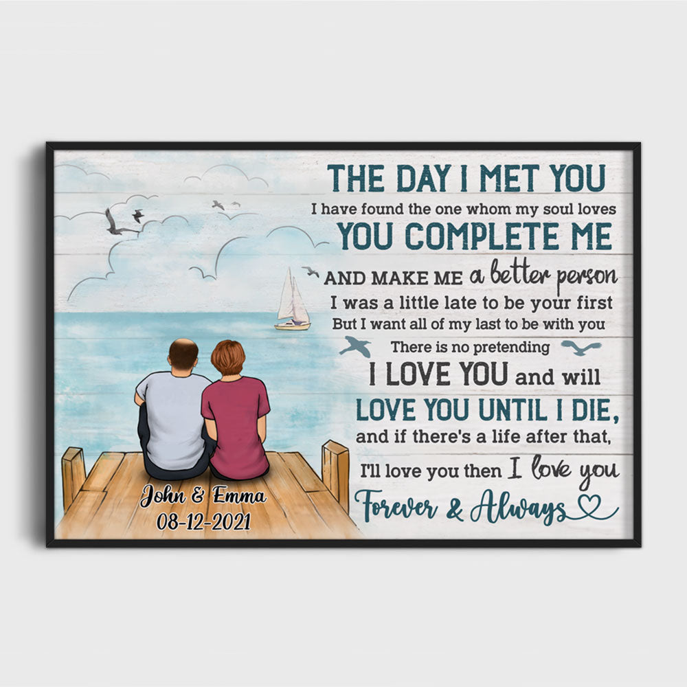 Personalized The Day I Met You Couple Poster, Beach Dock, Anniversary Gift - Gift For Couple