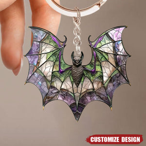 Bat Purple Acrylic Keychain - Bat lovers gift