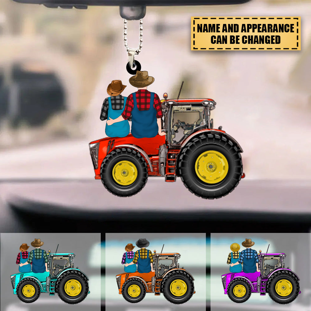 Personalized Farming Couple On Tractor, Gift For Farmers Car Hanging Ornament