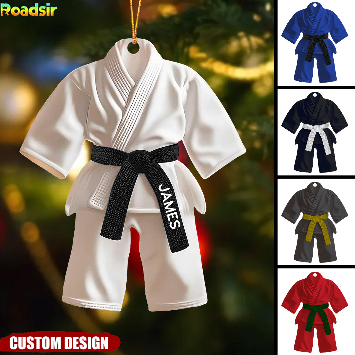 Jiu-Jitsu,Karate Gift - Personalized Black Belt Christmas Ornament