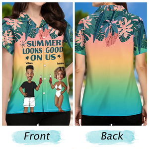 Custom Photo Looks Good On Us Beach - Gift For Couple - Personalized Custom Hawaiian Shirt