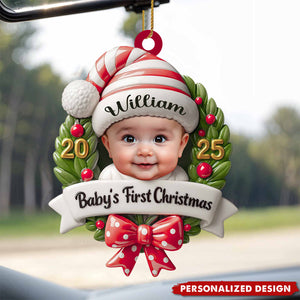 Baby's First Christmas, Baby and Christmas Wreath, Gift For Family and Babies
