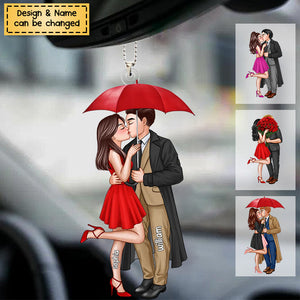 Elegant Couple Love Personalized Acrylic Car Ornament - Gift For Couple