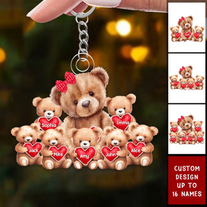 Grandma/ Mama Bear With Little Bear Kids Personalized Acrylic Keychain