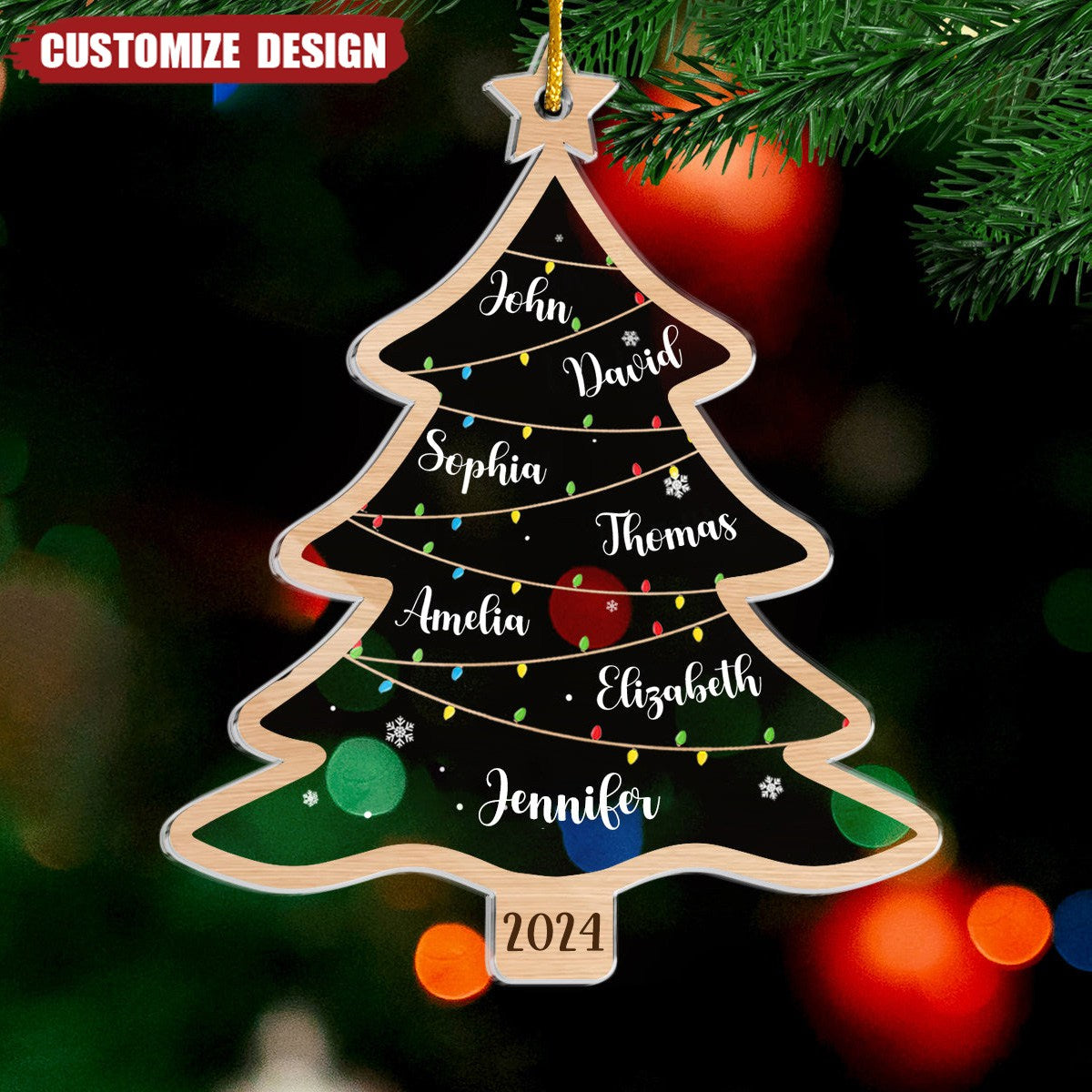 New Release - Wish You A Wonderful Christmas - Personalized Christmas Acrylic Ornament - Gift For Family Members