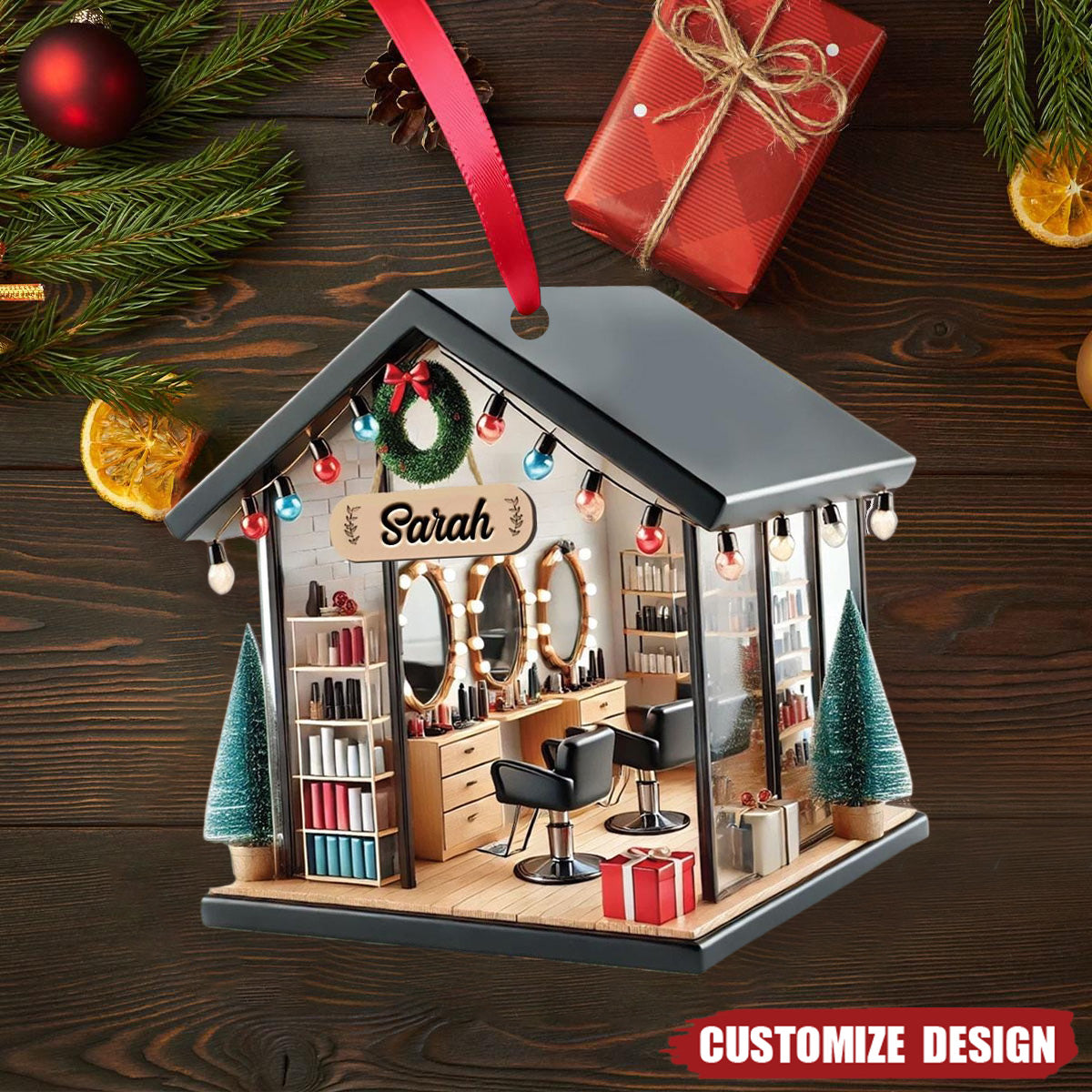 New Release Personalized Hair Salon Acrylic Ornament Gift For Hairdresser