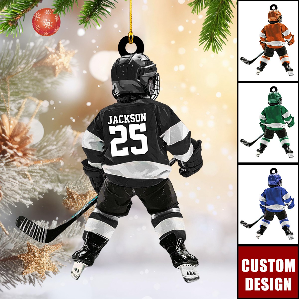 Personalized Kid Hockey Player Christmas Ornament Gift For Hockey Lover- New Release