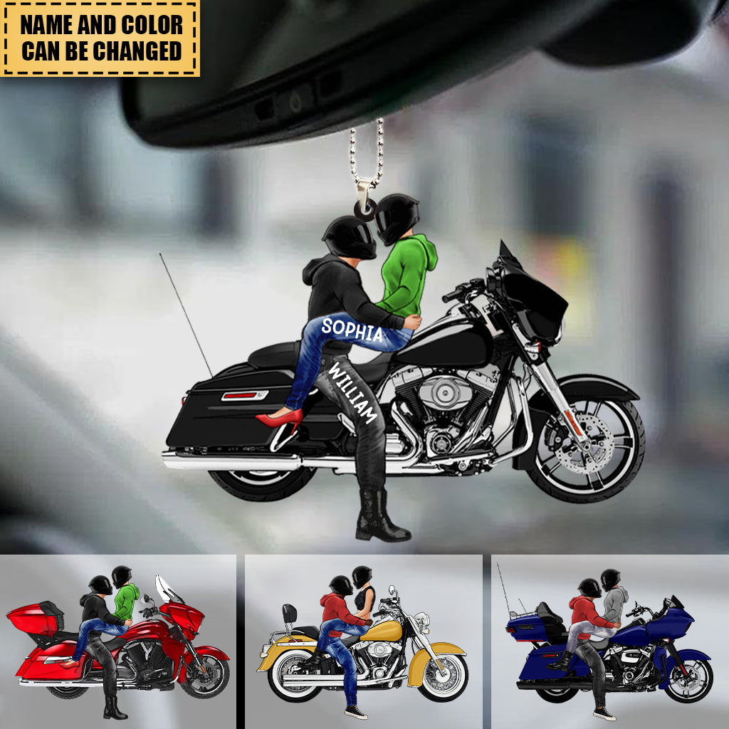 Personalized Riding Couple Acrylic Car Hanging Ornament - Gifts for Motorcycle lovers