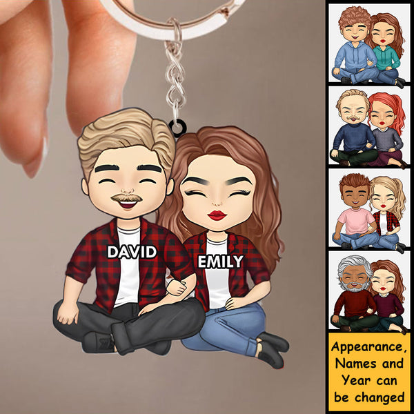Personalized Couple Acrylic Keychain- Gift For Couple, Anniversary, En - Conzoll