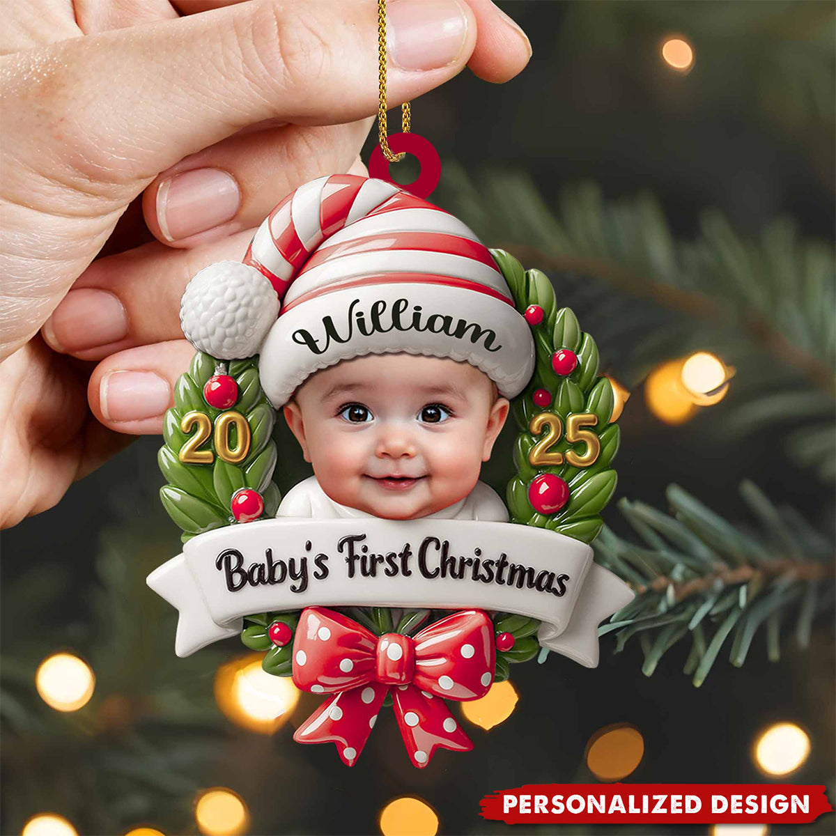Baby's First Christmas, Baby and Christmas Wreath, Gift For Family and Babies