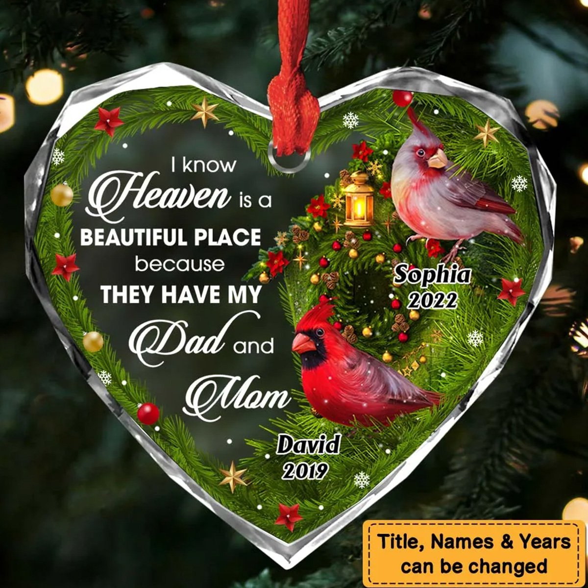New Release Personalized I Know Heaven Is A Beautiful Place For Loss Of Mom Dad Memorial Heart Ornament