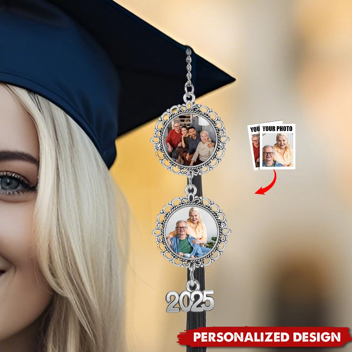 Personalized Graduation Cap Photo Charm Class Of 2025