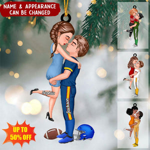 American Football Couple - Personalized Acrylic Ornament Awesome Christmas Gift
