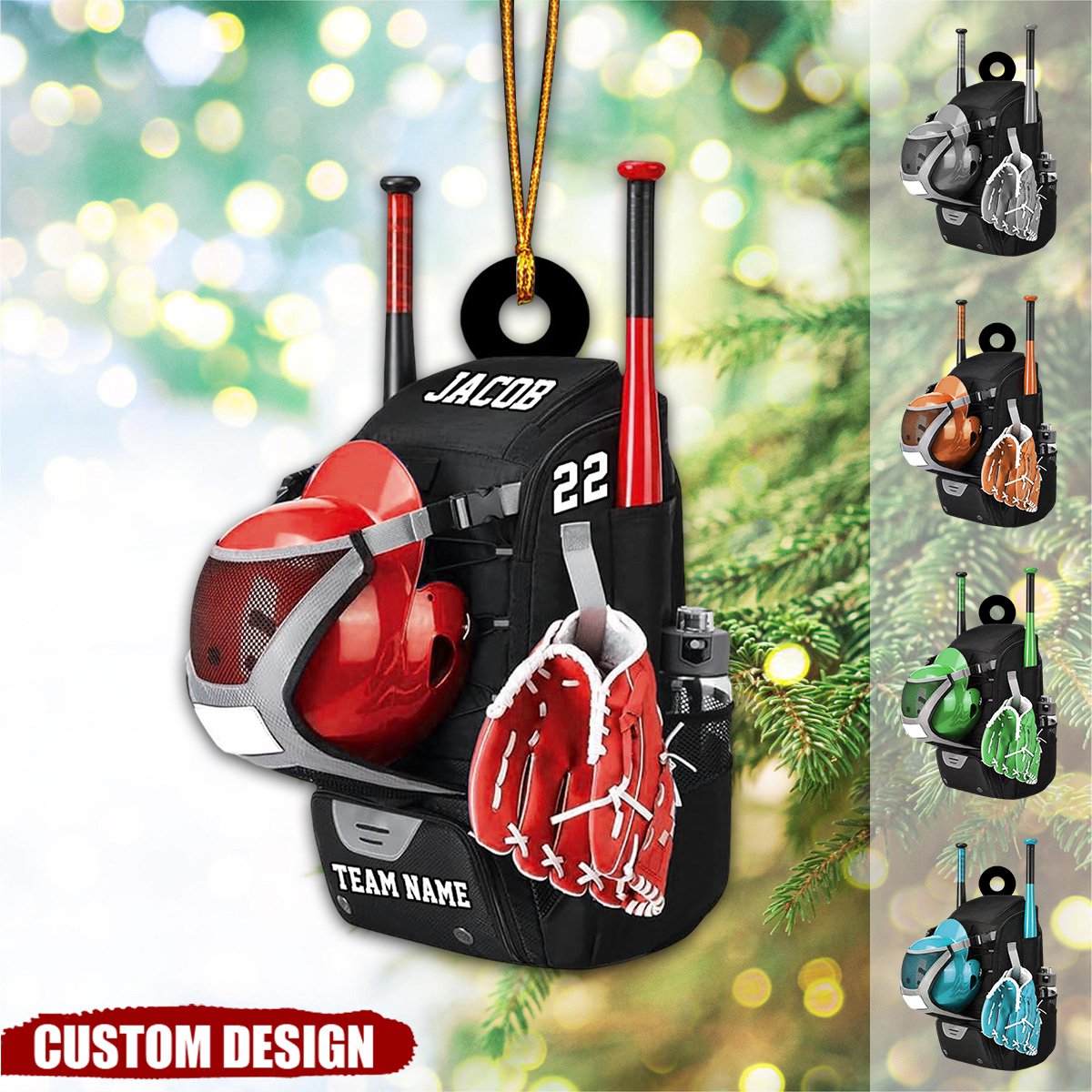 Personalized Baseball Bag with Helmet & Gloves Christmas Ornament, Gift For Baseball Lovers - New Release