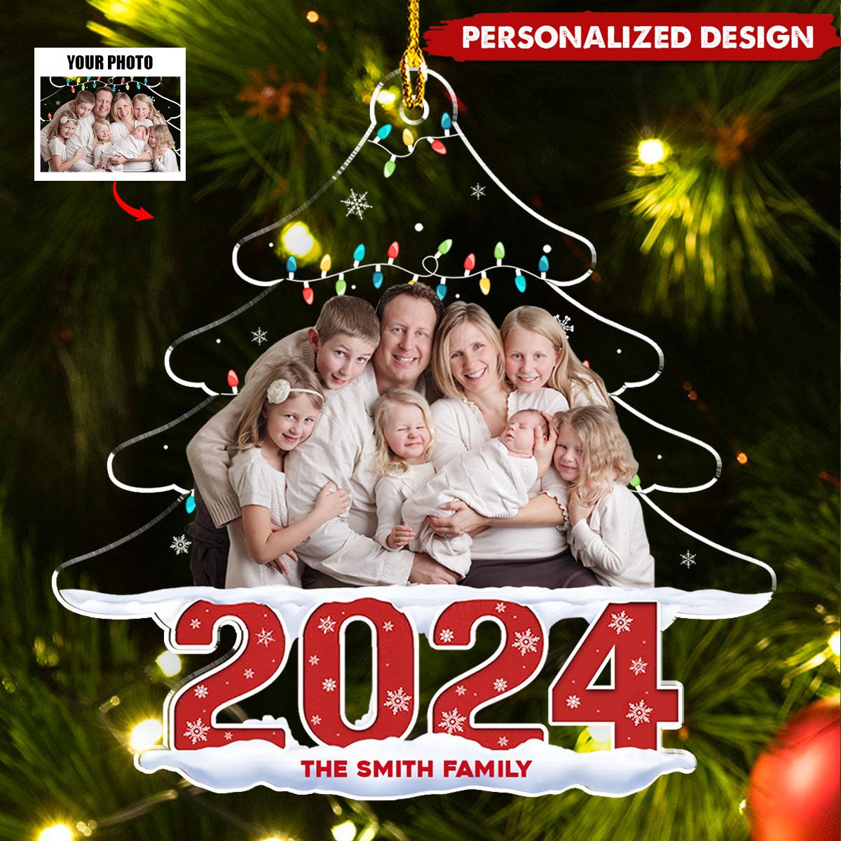 New Release Family Photo Christmas Tree - Personalized Custom Acrylic Ornament