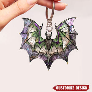 Bat Purple Acrylic Keychain - Bat lovers gift