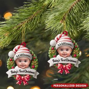 Baby's First Christmas, Baby and Christmas Wreath, Gift For Family and Babies