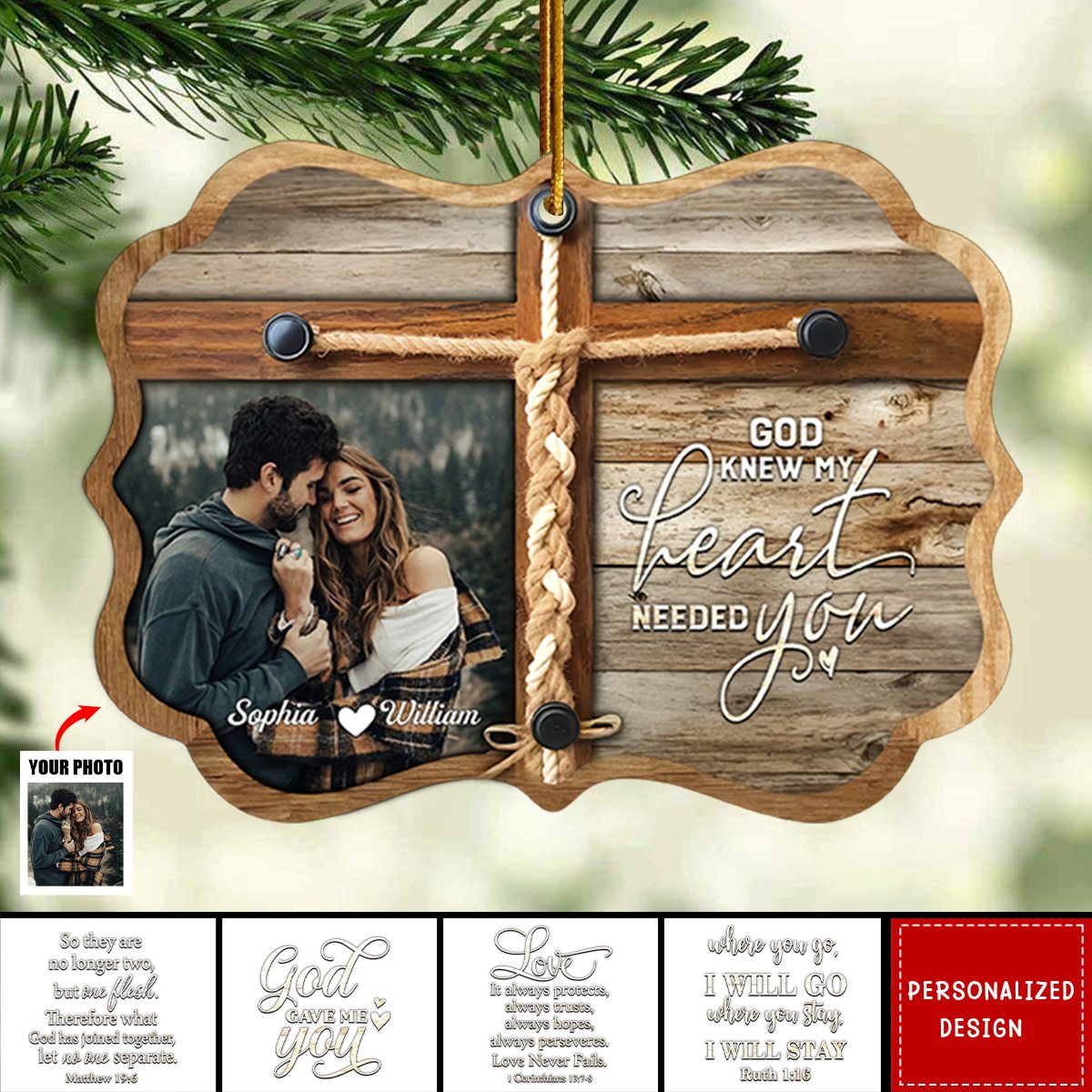New Release God Gave Me You-Personalized Couple Wooden Ornament-Christmas Gift Idea For Couple