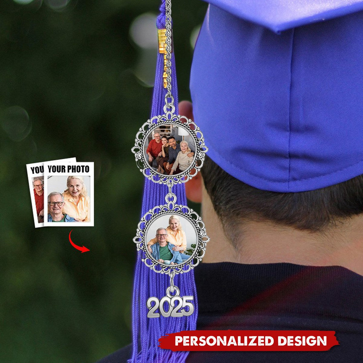 Personalized Graduation Cap Photo Charm Class Of 2025