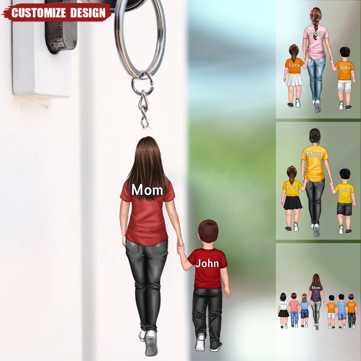 Personalized Mom / Nana And Kids Keychain - Gift For Mother's Day