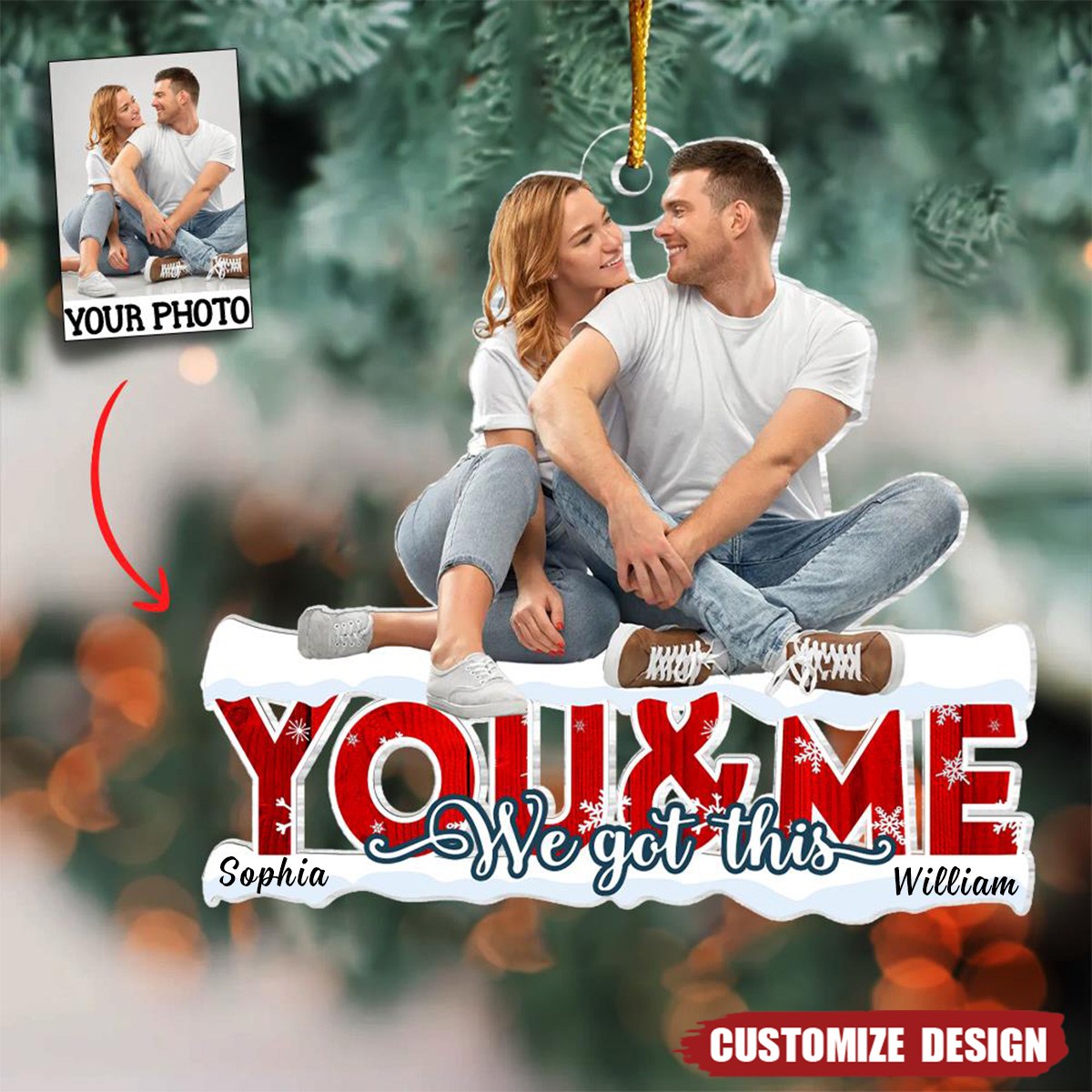 Personalized Photo Christmas Ornament - Christmas Gift For Couple, Wife, Husband