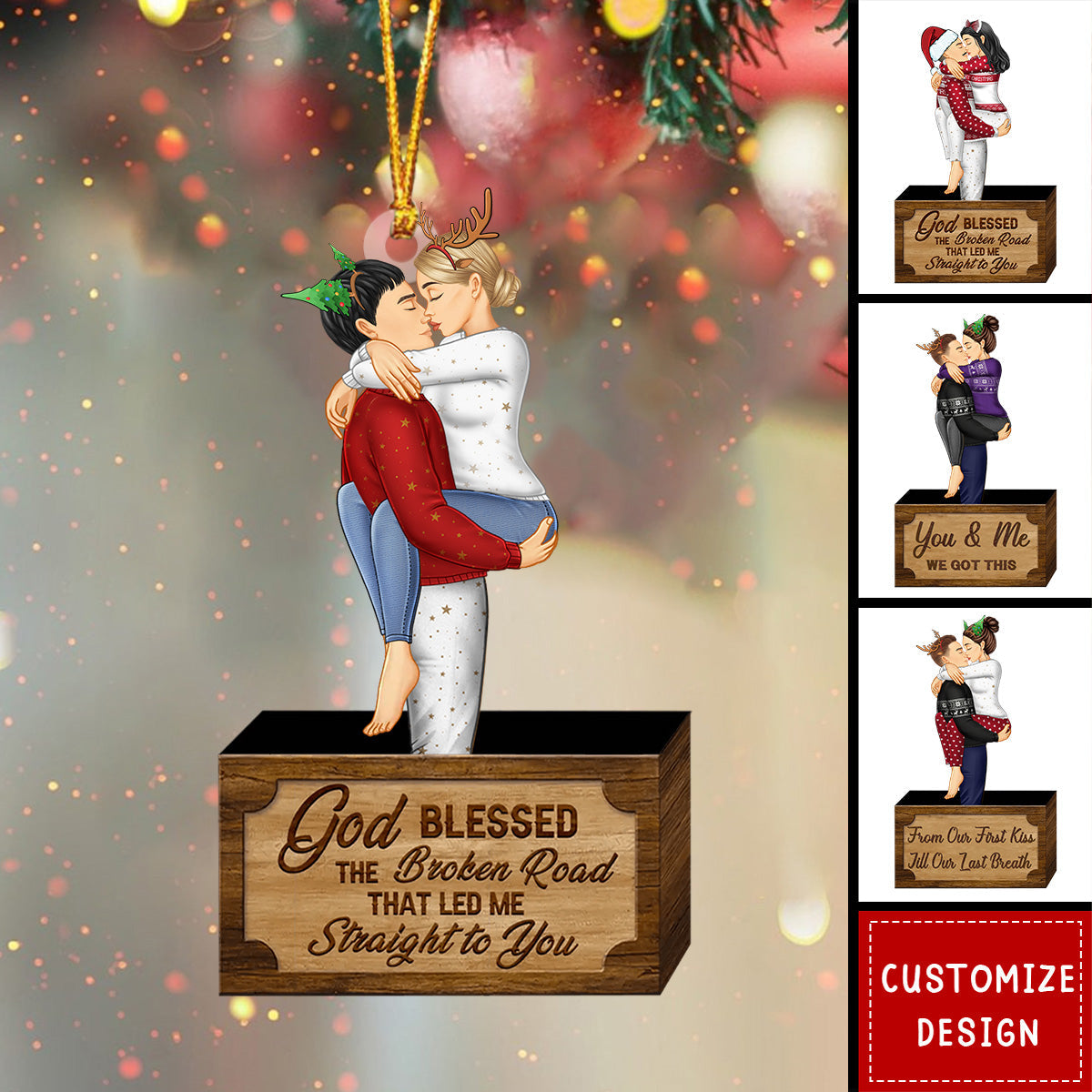 Hugging Couple Personalized Acrylic Ornament - New Release