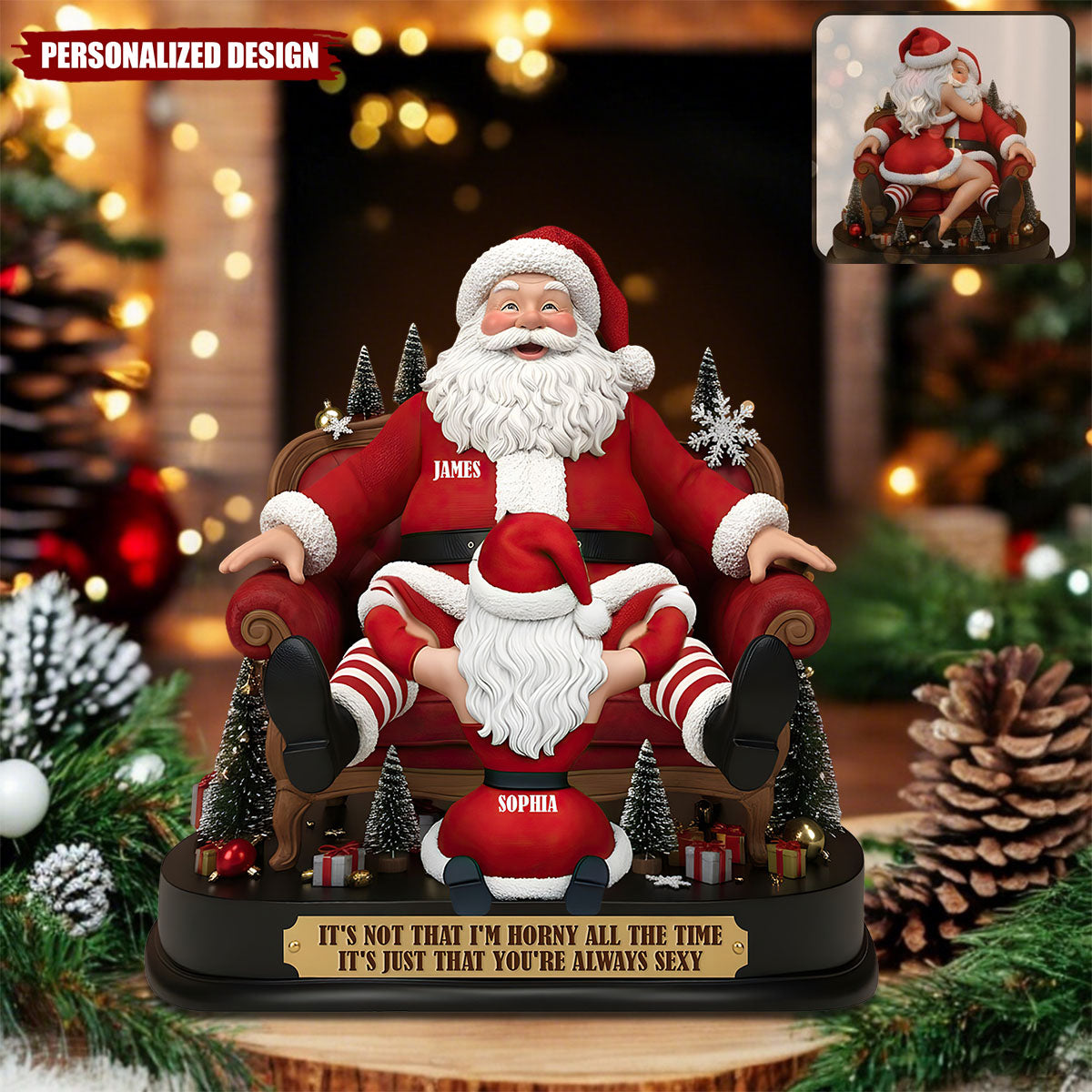 Santa Claus Funny Couple-Personalized Couple Acrylic Plaque