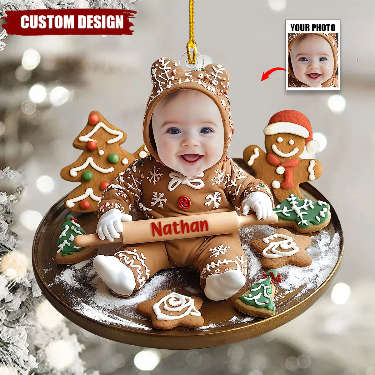 Baking With Baby: A Gingerbread Christmas - Personalized 1-Layer Acrylic Ornament