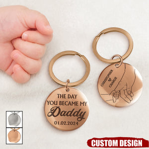 The Day You Became My Mummy/Daddy - Gift For Mom/Dad - Personalized Stainless Steel Keychain