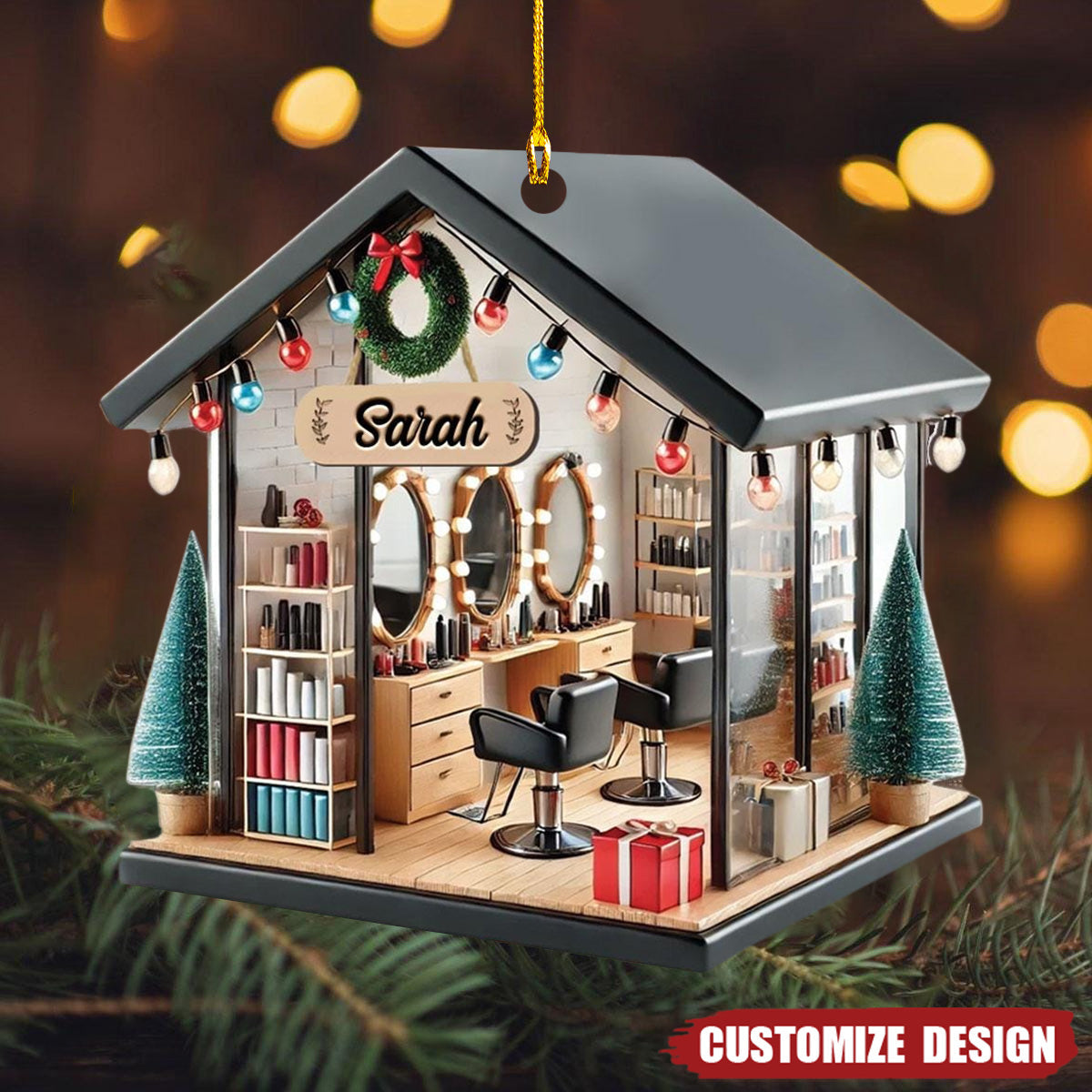 New Release Personalized Hair Salon Acrylic Ornament Gift For Hairdresser