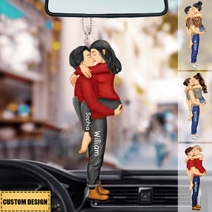 Couple Kissing - Gift For Couples - Personalized Car Ornament