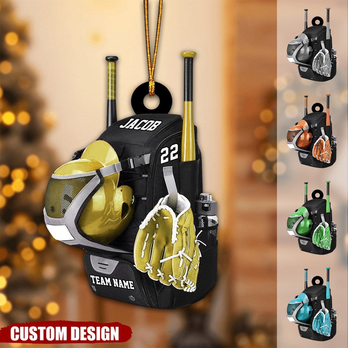 Personalized Baseball Bag with Helmet & Gloves Christmas Ornament, Gift For Baseball Lovers - New Release