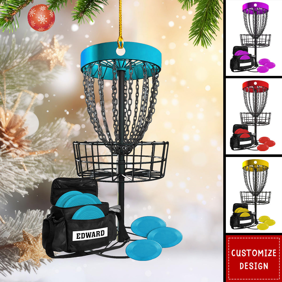 Personalized Disc Golf Christmas Ornament Gift for Disc Golf Lover - New Release