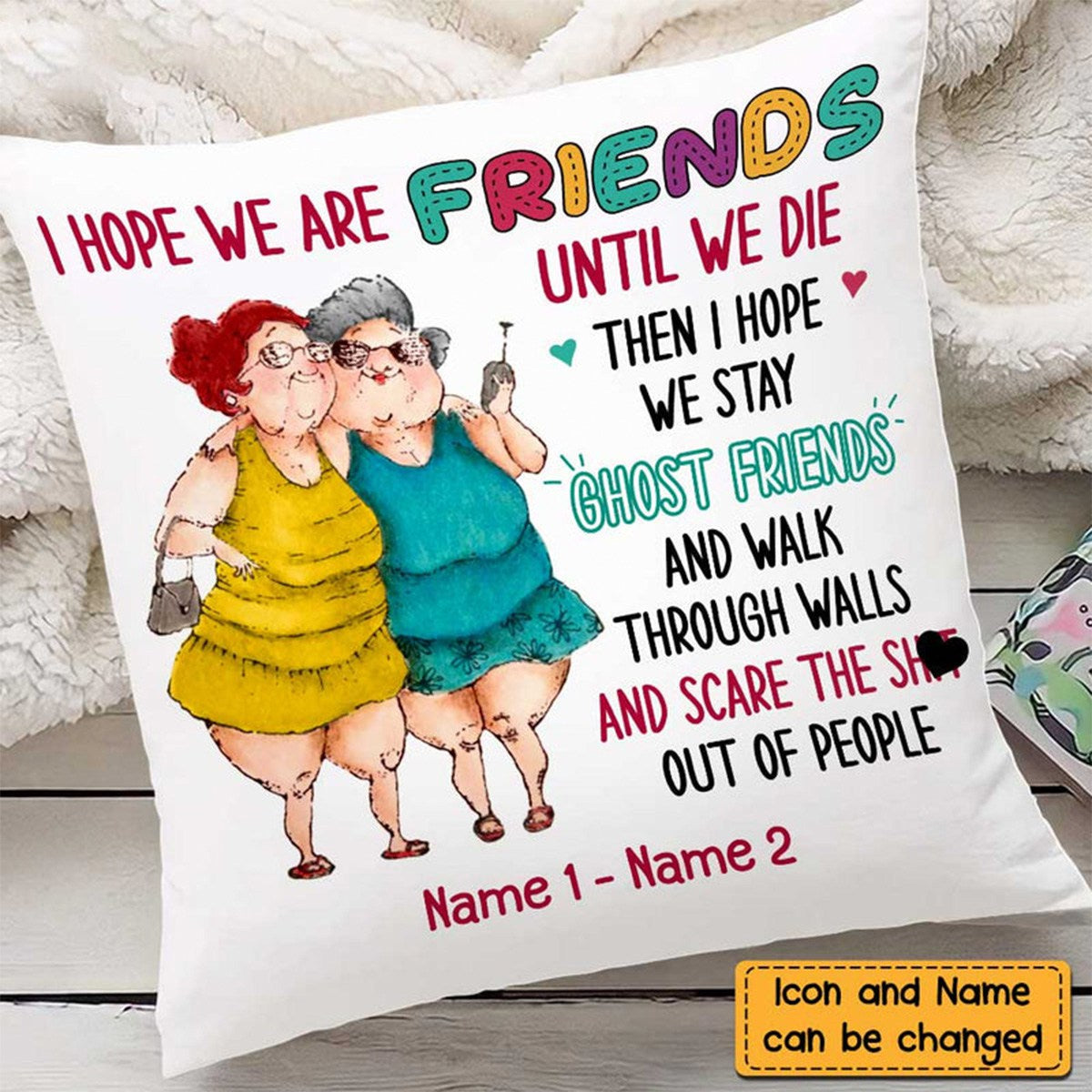 Personalized Old Friends Sisters Pillow - Thoughtful Gift for Besties