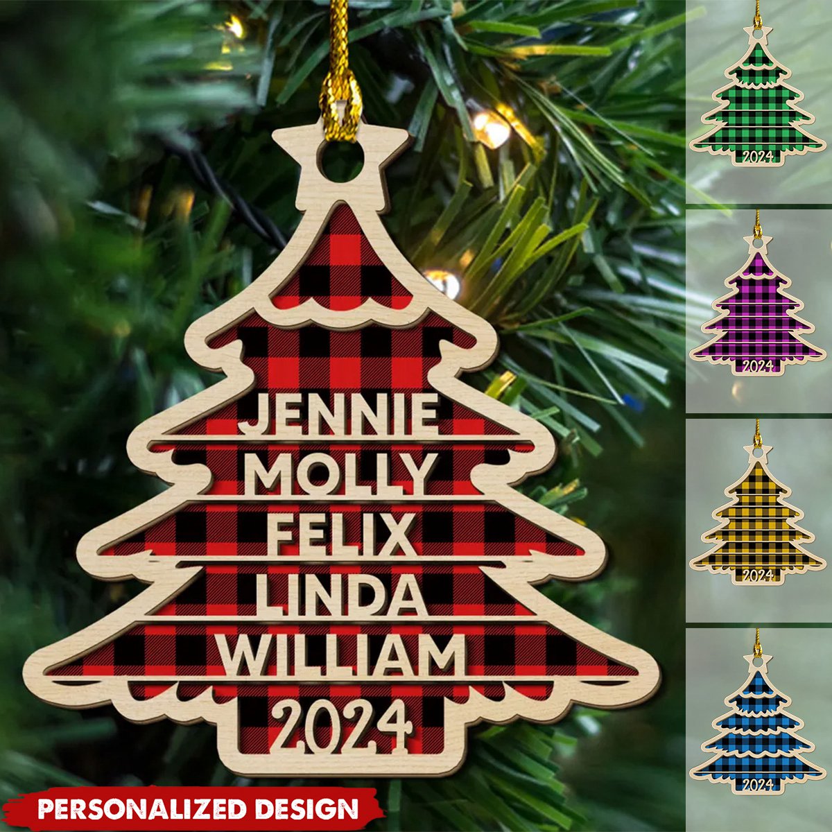 New Release Family Name Christmas Tree-Personalized Wood Ornament